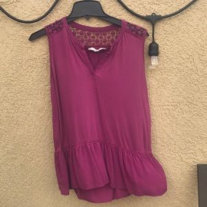 LOFT peplum tank with crochet detail
